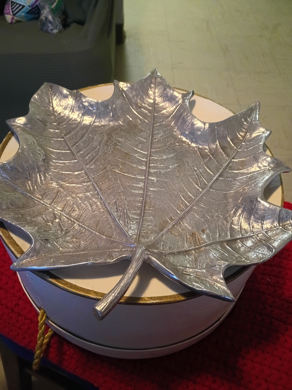 Pier 1 Metallic Silver Leaf Serving Tray